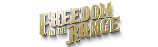 Freedom on the Range Logo - styled in a gold color on a white backdrop