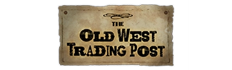 The Old West Trading Post Logo - styled in black lettering on and old piece of paper that imitates a wanted poster from the western times